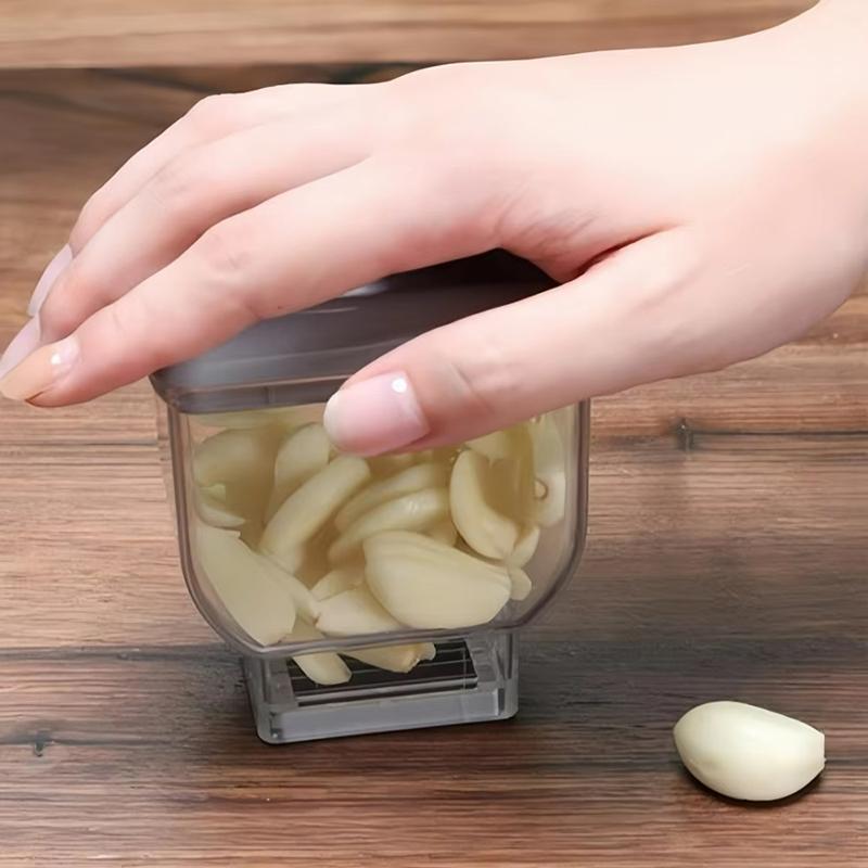 Effortless Manual Garlic Slicer Manual with Storage Box Cutter  Removable Easy to Clean Quick Chopper Cutting Tool for Kitchen