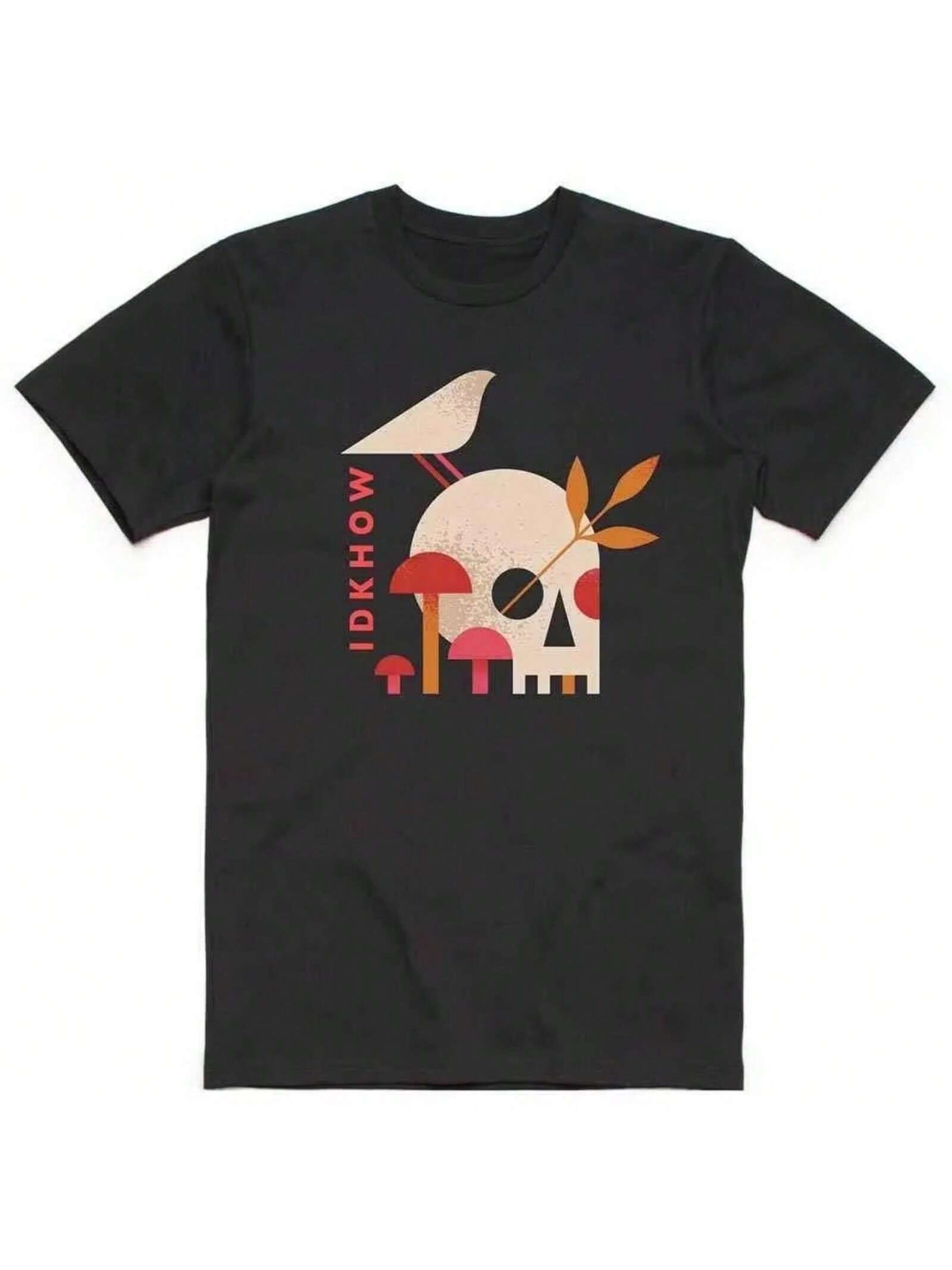 IDKHow Mushroom Skull Peripheral Pattern Printing Summer Luxury Brand Cotton And Wo T-Shirts Short Sleeves S разноцветный