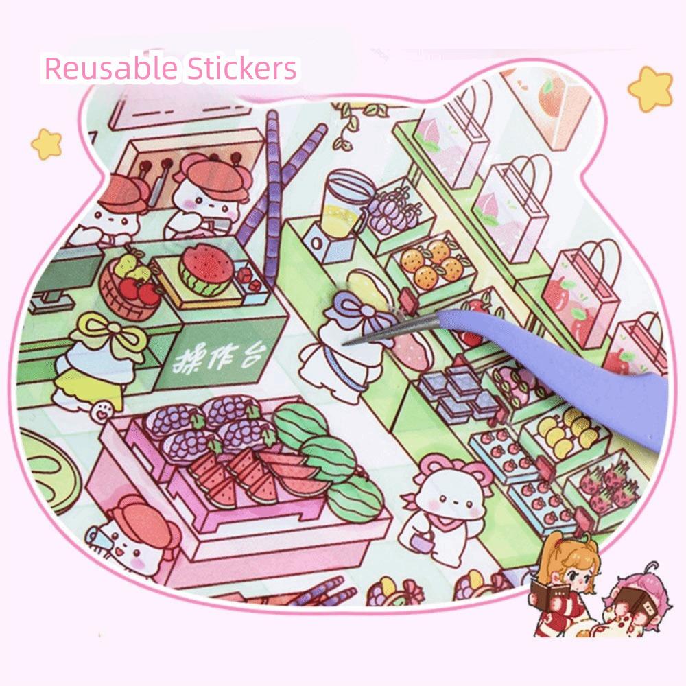 PET Miniature Scene Collection Visual Stacking 3D Pocket Cabin Scene Stickers  Children Gifts
