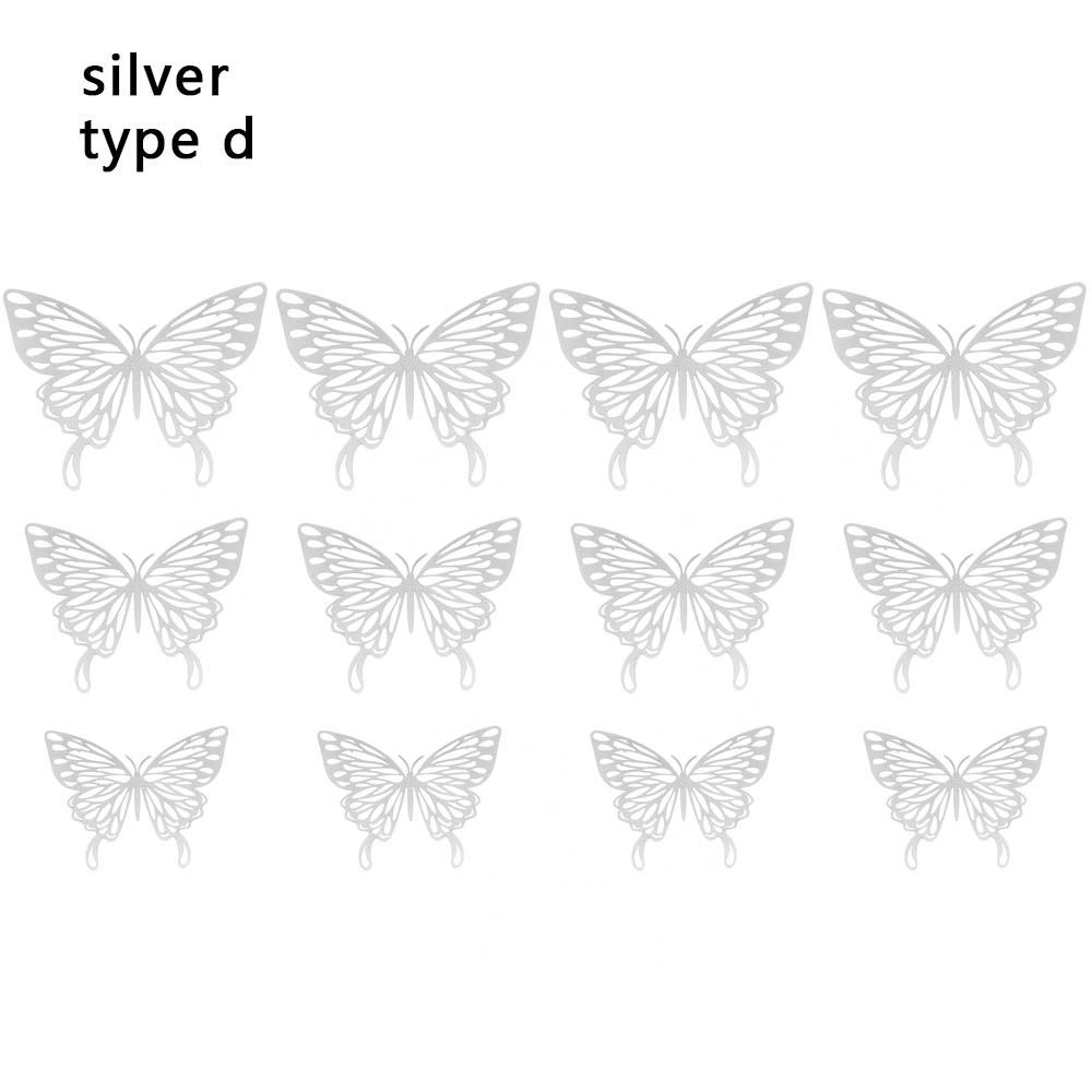 Ornament Home Decoration Gold Silver Rose Gold 3D Hollow Butterfly Wall Stickers Mariposas Decals