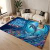 Fish Ocean Theme Soft Crystal Velvet Rug Custom Name & Text Print Non Slip Floor Rug for Bedroom Living Room