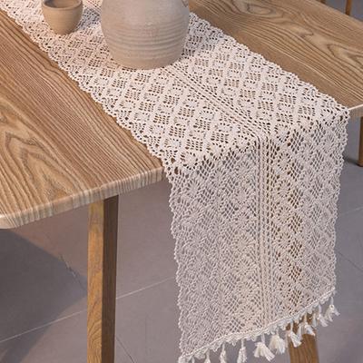 Retro Style Table Runner Lace Stripes Linen Table Mat With Tassel Placemat Table Gadget Home Decor Hotel Wedding Restaurant Pad