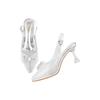 Shoetopia Stylish Trasparent Detailed Silver Heels For Women & Girls /Eu39