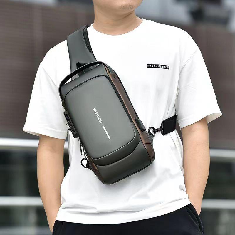 Bandolera de Pecho Antirrobo de Gran Capacidad para Hombre con Cierre de Contraseña - Bolso de Hombro Multifunción para Motocicletas o Uso Casual