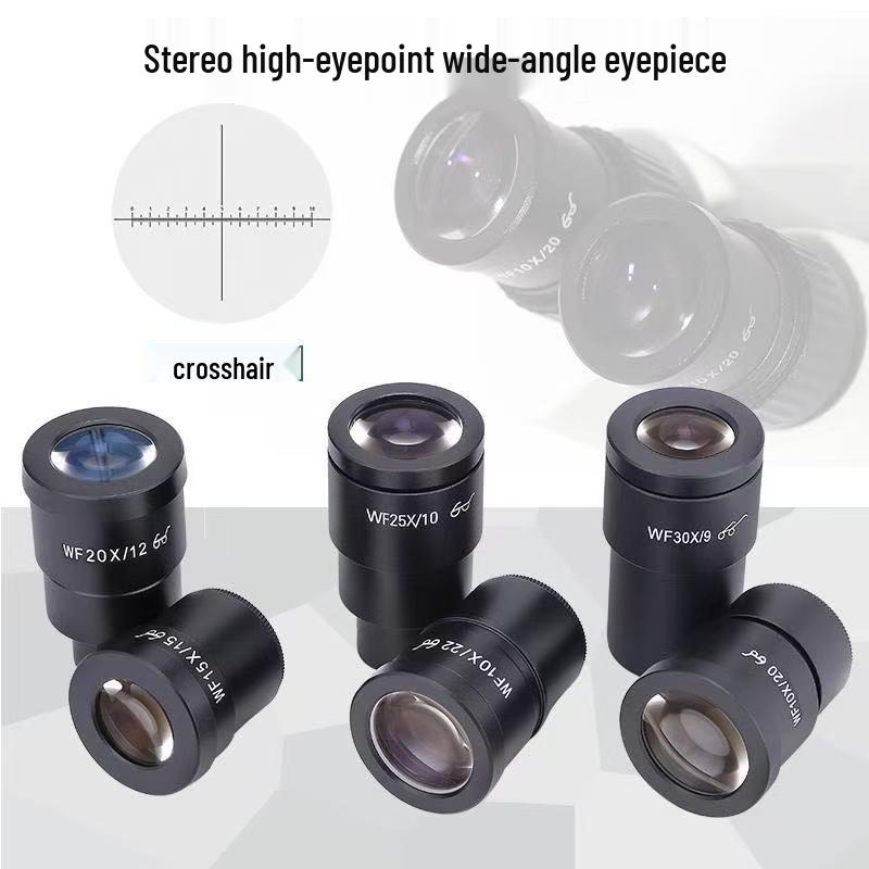 Biological Microscope Lens Accessories: WF10X-25X Magnification Stereoscopic Wide-Angle Eyepiece with High Eye Point and Micrometer.