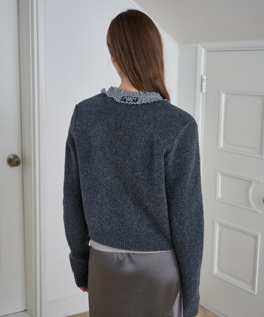 Symmetricpercent Lace 2-Way Cardigan / Charcoal