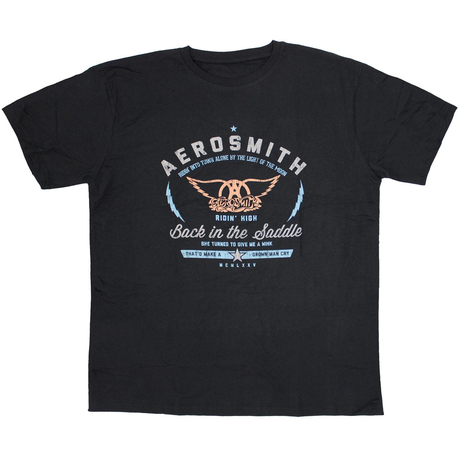 Men s Aerosmith Back In The Saddle Slim Fit T-shirt Large Black XL