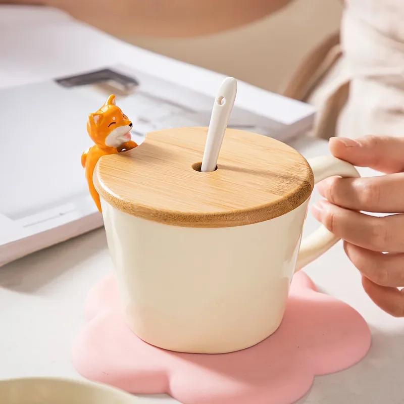 Kreslený Hrnek z Keramiky pro Kočku a Psa – Roztomilý Hrnek na Čaj a Mléko v Evropském Stylu pro Děti nebo Páry