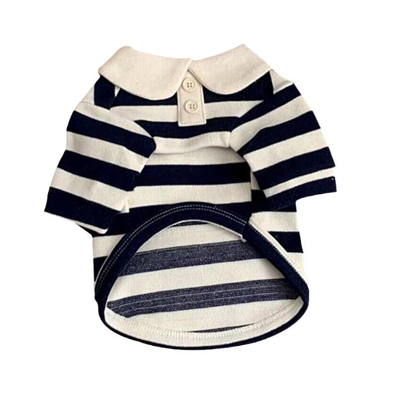 Striped POLO Shirt Puppy Clothes Spring and Autumn Thin Style Teddy Bichon Bear Schnauzer Pet Summer Cat Summer