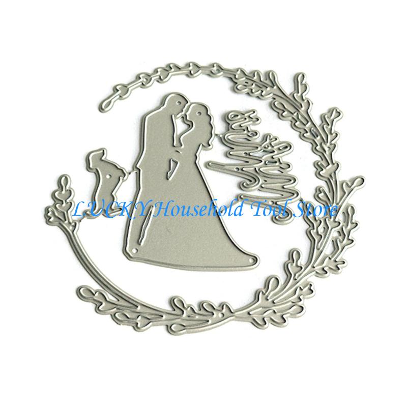 J0MC Wedding Mr and Mrs Decorative Die Cut Carbon Steel Cutting Dies for Card Making