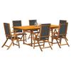 VidaXL 7pcs Garden Dining Set Solid Acacia Wood Textilene, Outdoor Dining Set, Room Furniture 3279261