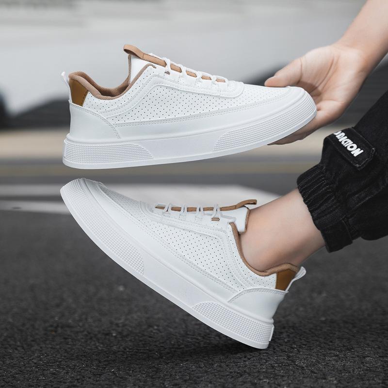 

Spot 2025 spring men s shoes new breathable lace-up white shoes men s platform sports shoes casual board shoes 46