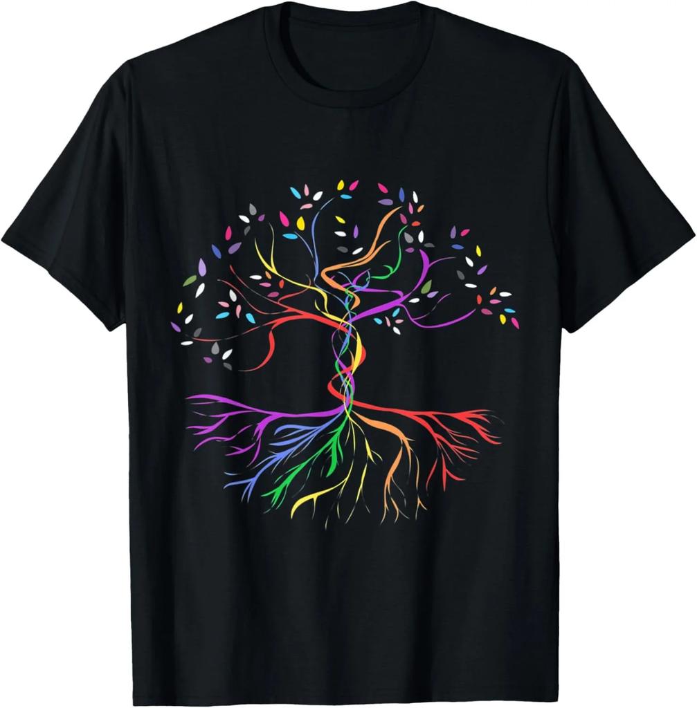 Tree of Life Rainbow Roots Pride Ally Graphic Tee Breathable Short Sleeve TShirt