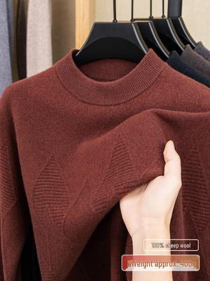 Dicker Wollpullover für Herren - Halbhoher Strickpullover für Herbst/Winter 2025, Perfekt für Väter mittleren Alters