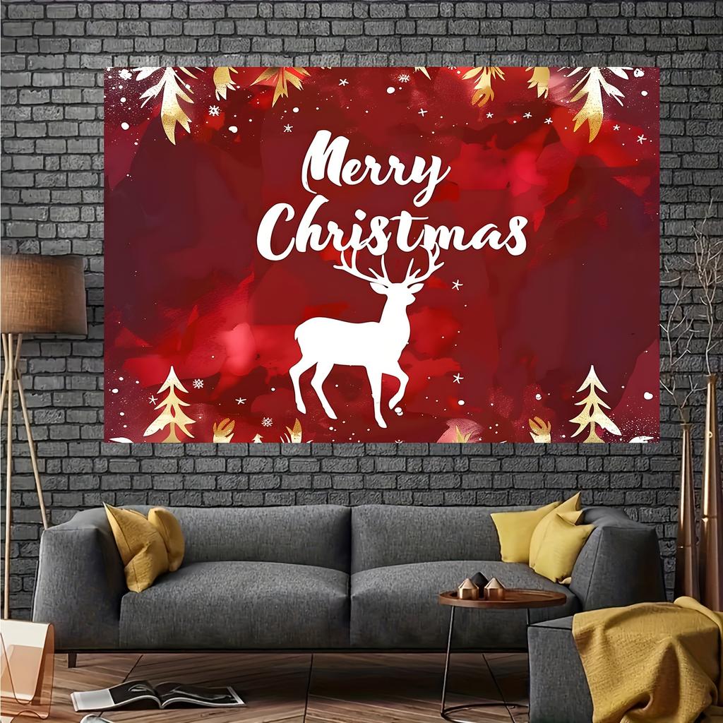 1Pcs White Reindeer Red Xmas Snow Decoration Background Winter Backdrop For Photo Studio Photo Booth Party