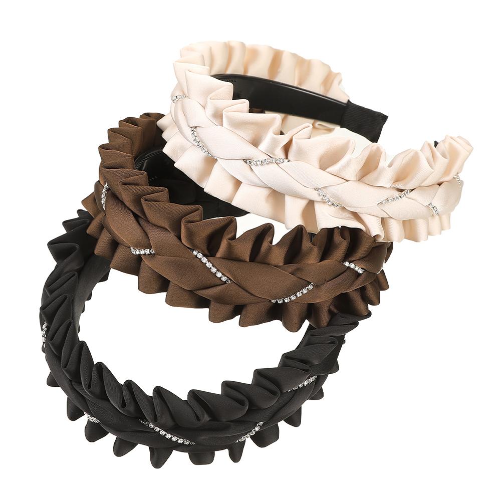 Neues breites gerunzeltes Strass-Stirnband für Frauen Haarband Haarreif Kopfwickel Mädchen Haarschmuck Elegant Schick Haarschmuck