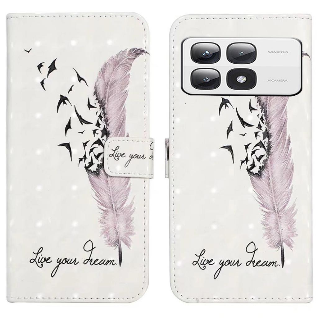 For Xiaomi 14T Pro Case 3D Creative Pattern PU Leather Stand Phone Cover