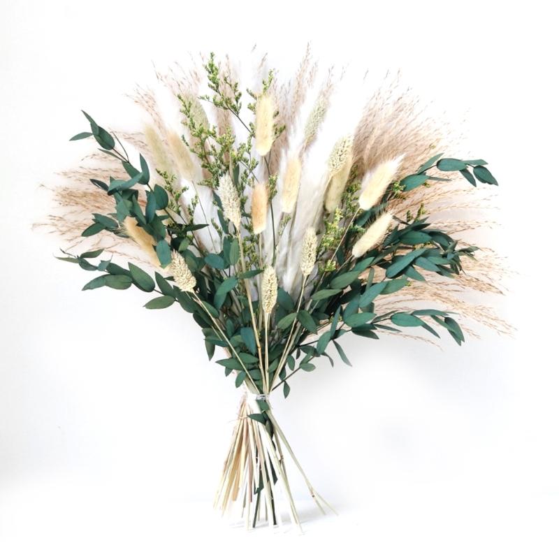 Handmade Dried Flower with Phragmites Communis and Rabbit Tail for Farmhouses Style Arrangement and Stable Gift