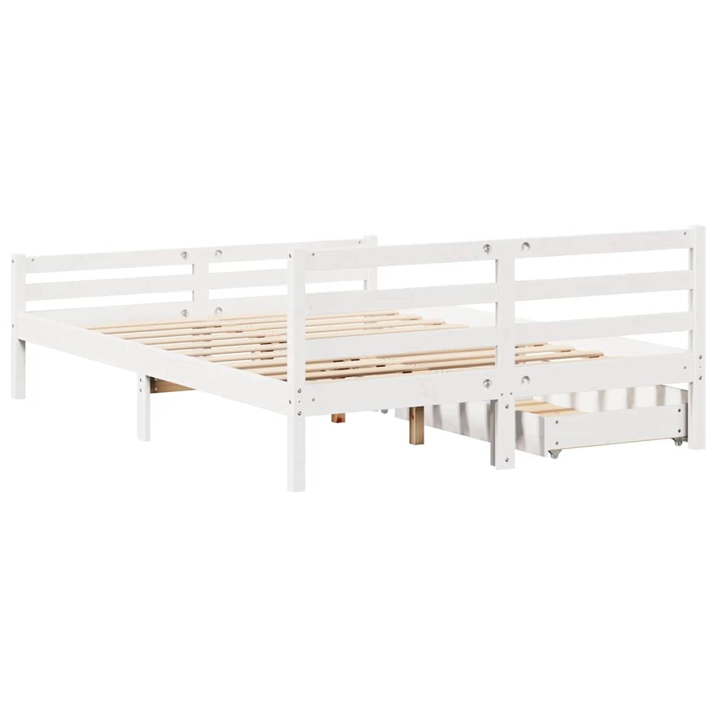 Solid Wood Bed without Mattress White 140 x 200 cm Pine Wood