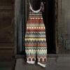Women's One-piece Pants With Retro Prints, Casual Loose Retro Straps, And Cotton And Linen