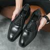Fashion Business Men Formal Leather Shoes Dark Brown Lace-up Comfortable Fashionable Office Leather Shoes Banquet Shoes Sizes 38-46