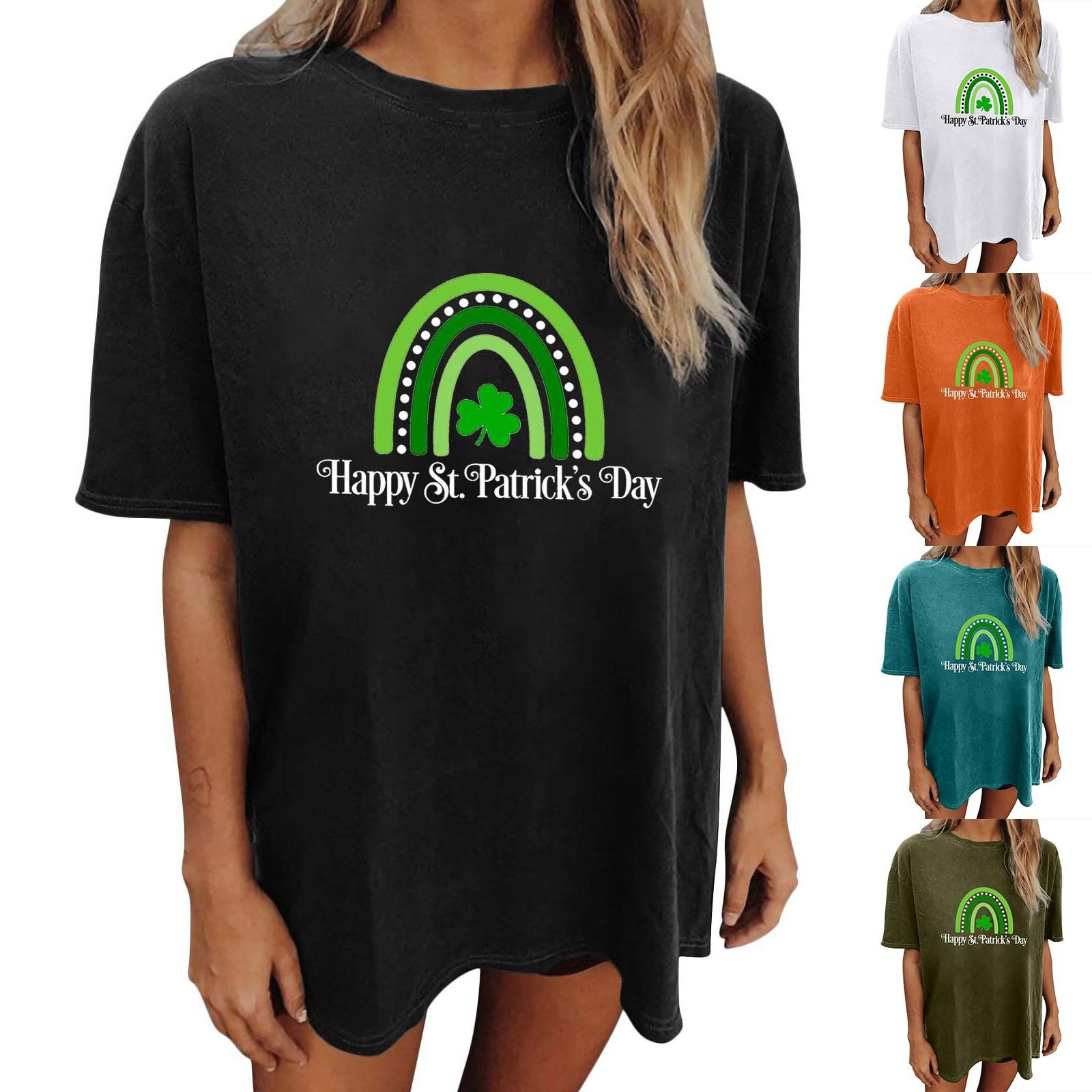 

Женская футболка с коротким рукавом на плече с принтом ко Дню Святого Патрика