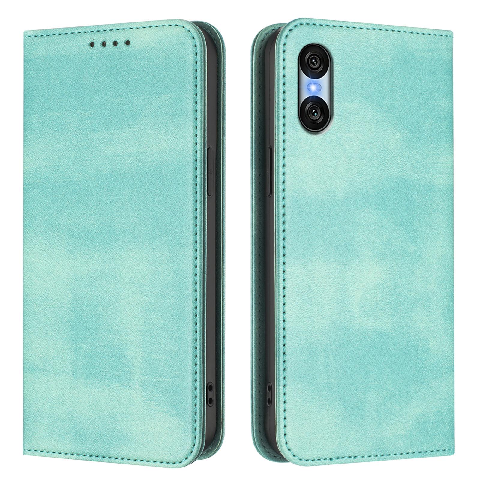 

Для Sony Xperia 10 VI Гаманці Ретро Текстура RFID Блокування Шкіряний Чохол для Телефону Mint Green