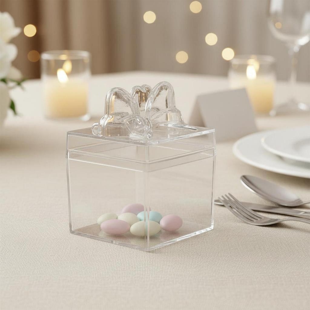 Candy Box Gift Container with Lid, Transparent Polypropylene, Clear And Compact