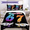 3PC Custom Name Colorful Numbers Bedding Set Printed  Bedding Set Duvet Cover Closure Includes 1 Duvet Cover & 103 Pillowcases for Bedroom