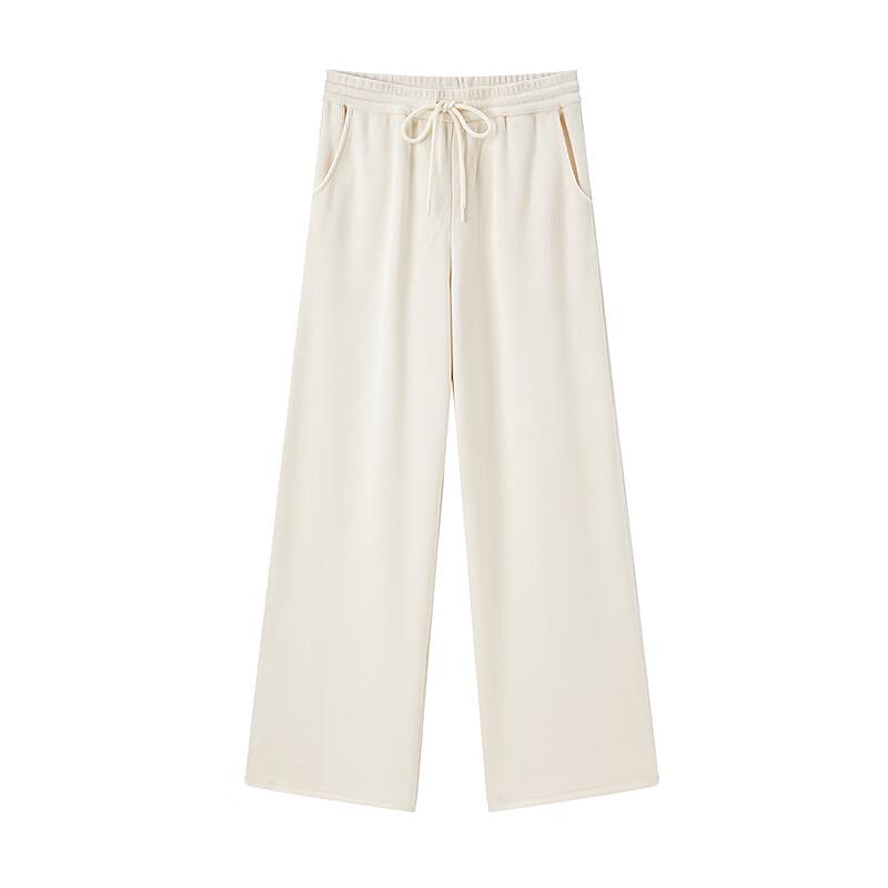 LED'IN Women's Soft Chenille Straight Wide-Leg Casual Pants