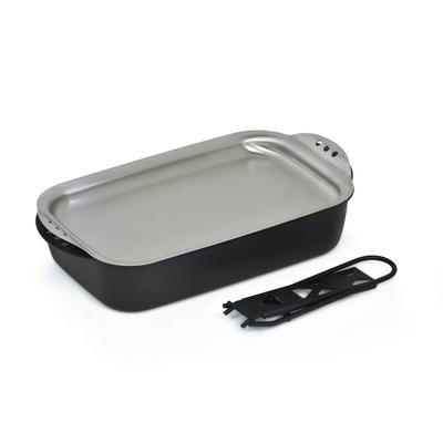 Dishpan Shallow Made In Japan Tsubame Sanjo Square Pan with Removable Handle Grilled Dishes Also for Home Fish Grills Outdoor Camping Touring