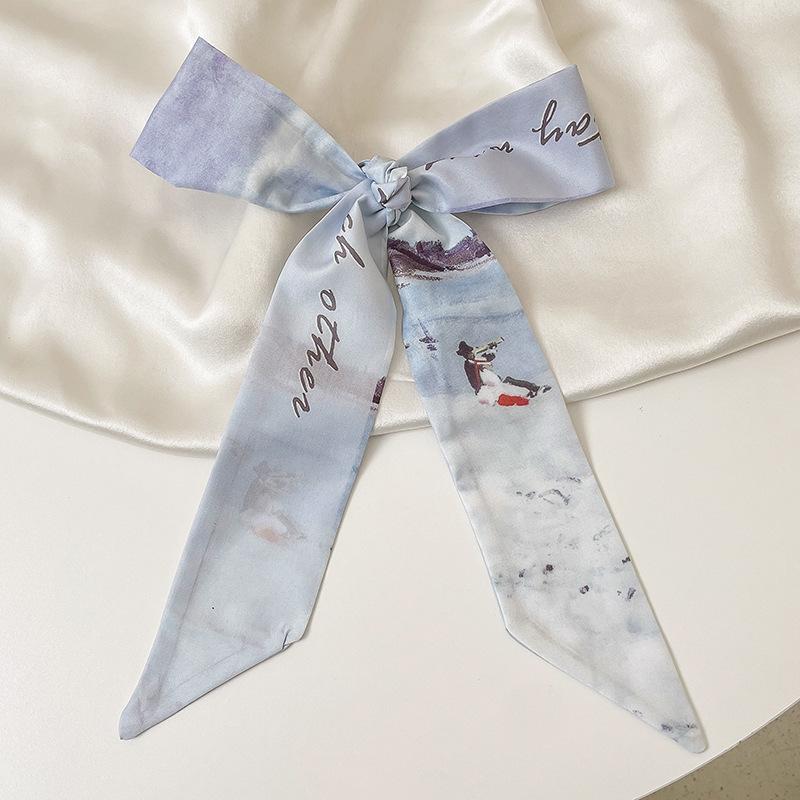 Silk Scarf Artistic Sense Arm Bag Hair Band Belt All-Match Decorative Scarf Thin Narrow Long Ribbon