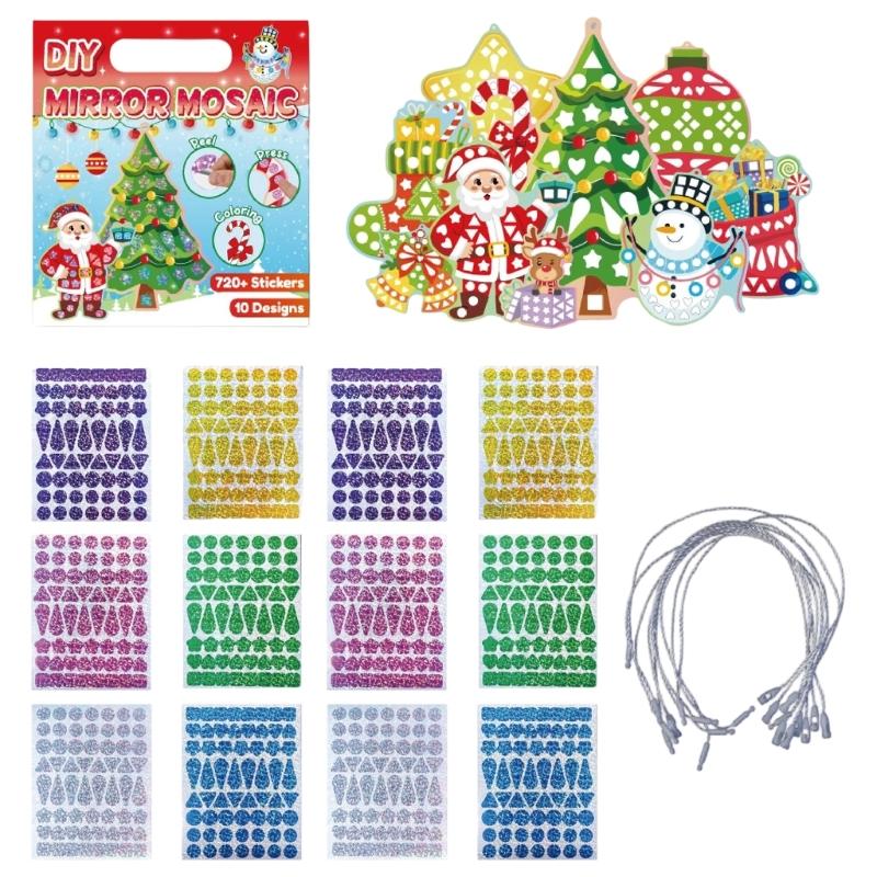 

Children Christmas Stickers Peels And Stick Craft Kits With Shining Effect Educational Holiday Activity Craft Project 1