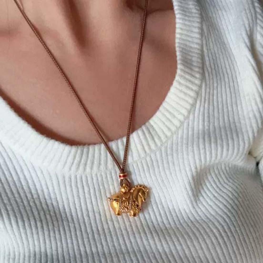 Orichalum Plating Zodiac Horse Necklace Luxury Golden Horse Pendant Wedding Gifts