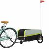 VidaXL Bicycle Trailer, Transport Cart with Safety Flag, Bicycle Stroller with Wheels and Hitch, 94074