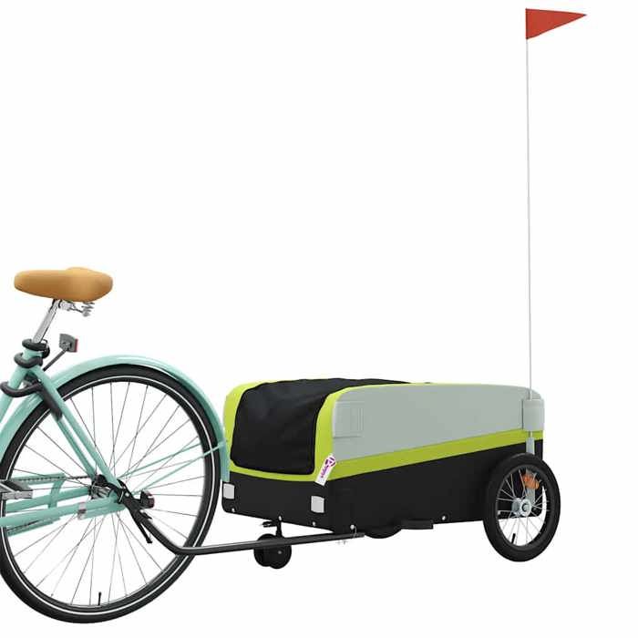 VidaXL Bicycle Trailer, Transport Cart with Safety Flag, Bicycle Stroller with Wheels and Hitch, 94074