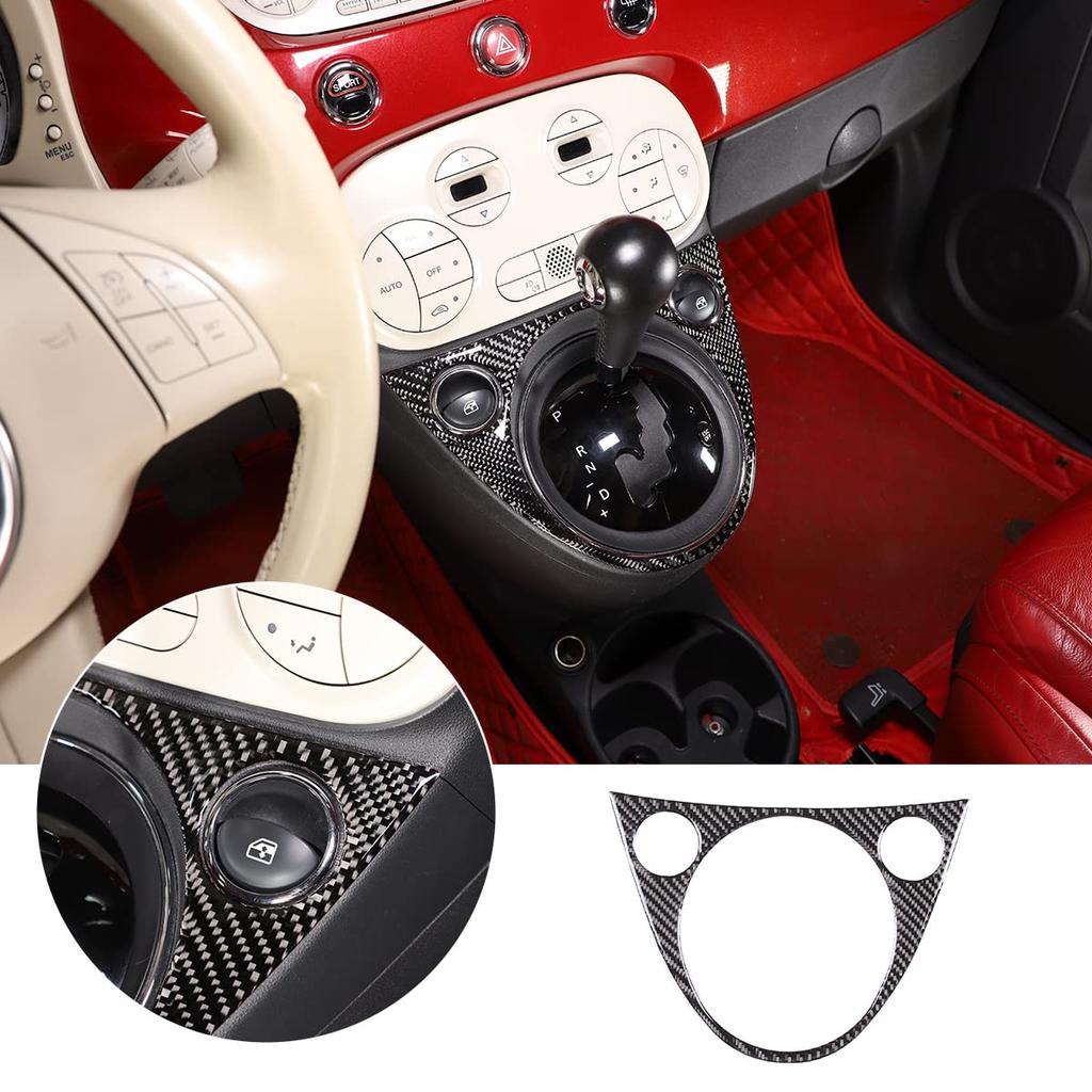 Hcilloend Carbon Fiber Shift Gate Sticker for New Fiat 500 Easy Interior Custom Carbon Fiber Look Panel/Cover (2010-2022), Installation, Stick-On,