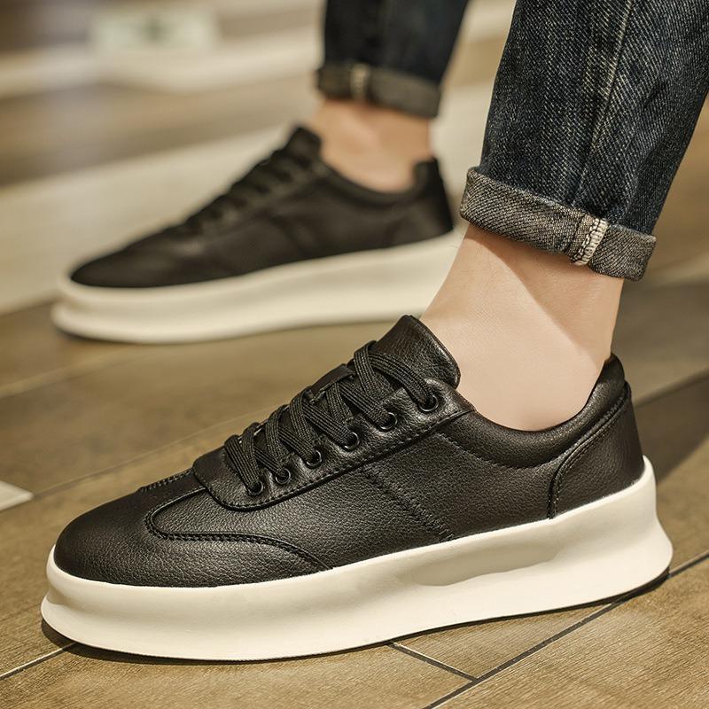 Men's shoes spring and autumn leather surface trend green leisure sports men's platform outdoor board shoes men's travel shoes