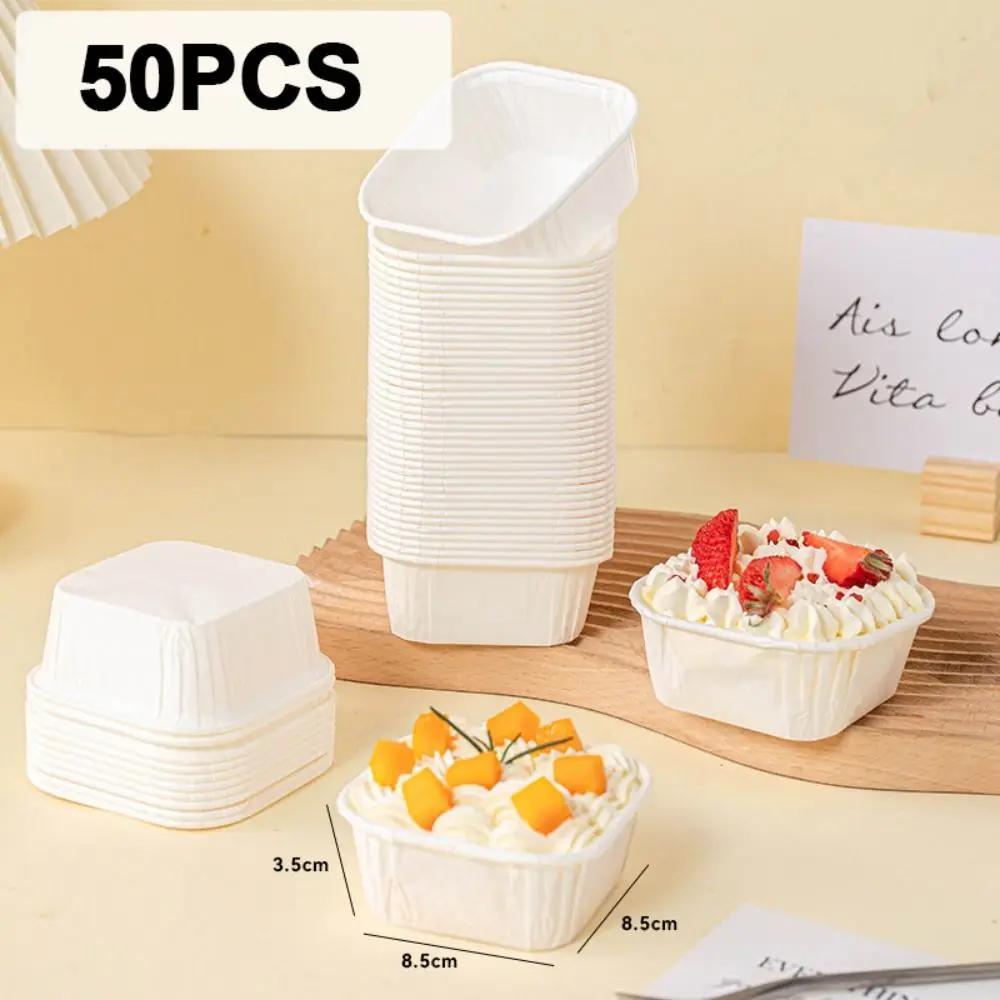 50Pcs Muffin Cupcake Paper Cups Square Cupcake Liner Baking Muffin Box Cup Case Kitchen Wedding Party Cake Decoration Cake Mold
