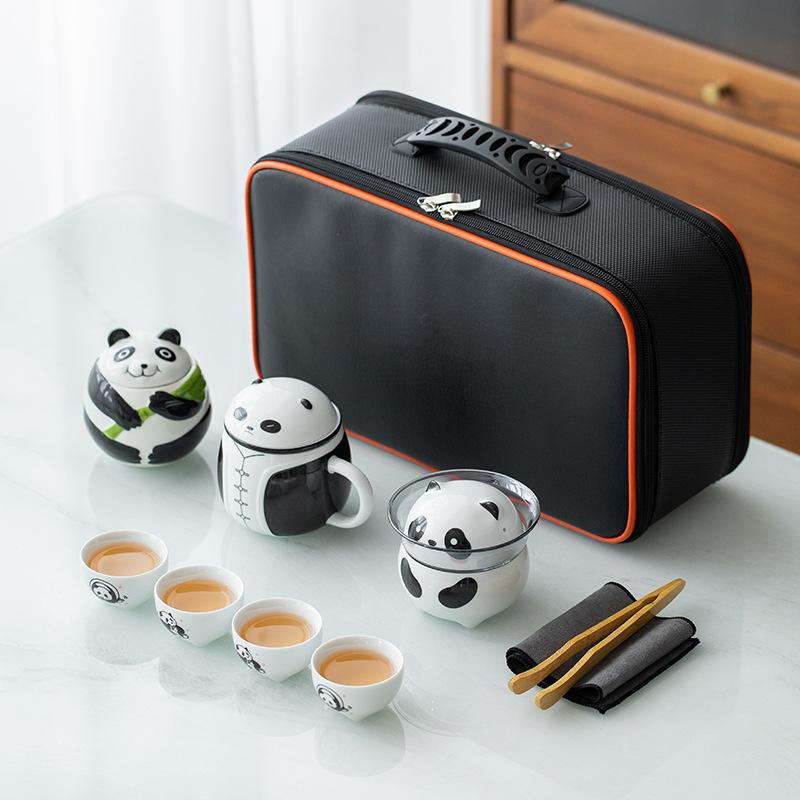 Ceramic Kung Fu Impression Panda Travel Tea Set Business Enterprise Company Merchandise Festival Creative High-end Gifts