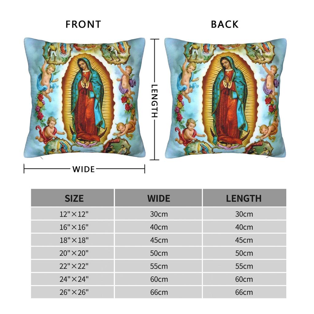 Pillow Cover Virgin Mary Cherubs Rose Kawaii Pillow Case For Sofa Bedroom Home Decor Pillowcases