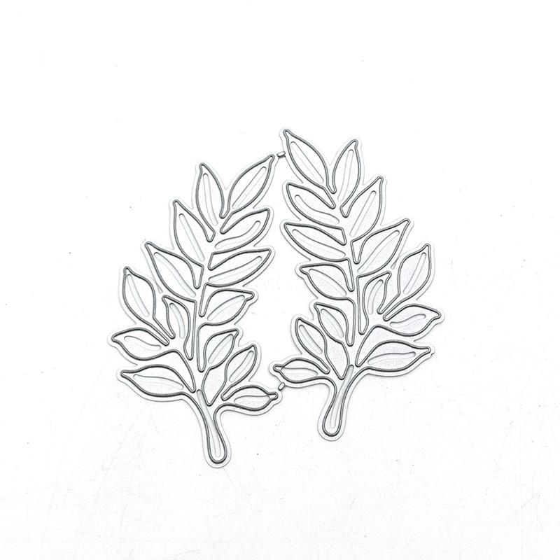 

Два оливковых листа художественный фон Скрапбукинг металлические штампы трафареты для DIY альбом декор бумажной карты серебряный