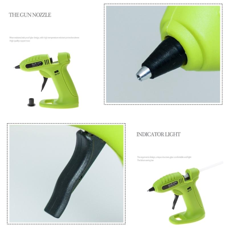 Pistolet do kleju na gorąco, bezprzewodowy pistolet do kleju, mini bezprzewodowy z 40 sztyftami kleju, 7 mm i 6 silikonowymi nakładkami na palce do szkoły, majsterkowania