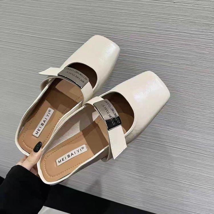 [Youshilai] Square Head Temperament Mary Jane Shoes Women's Spring 2025 New Retro Fashion Outer Wear One Pedal