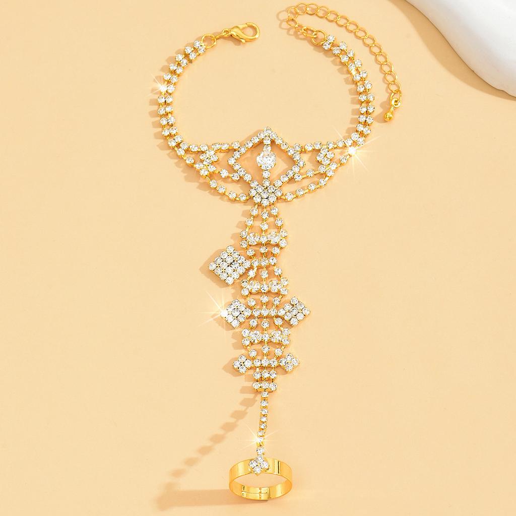 Nachtparty Schmuck Modisch Exquisit Strass Fingerarmband Damen Luxuriös Glänzend Voll Diamant Rückenkette