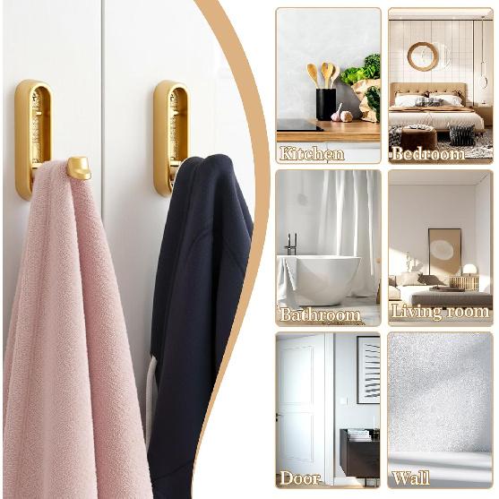2 Pcs Folding Coat Hooks, Foldable Gold Wall Hooks for Bathroom Closet Space-Saving Foldable Hook Towel Hook Robe Hooks Wall Mounted for Hanging Coat