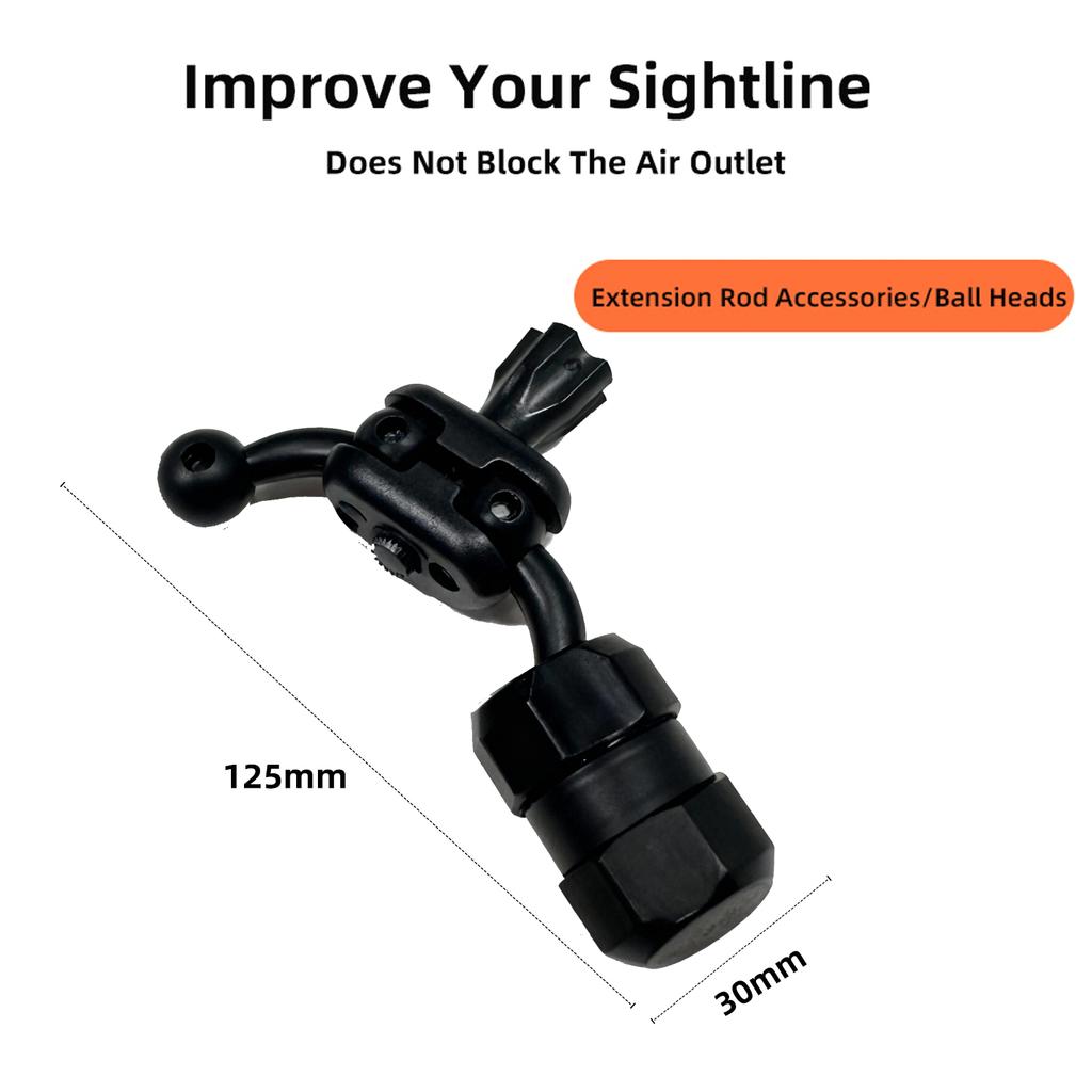Car Phone Holder New Extension Rod Air Outlet Display Adapter Extension Arm Modification Accessories 17mm Universal Ball Head