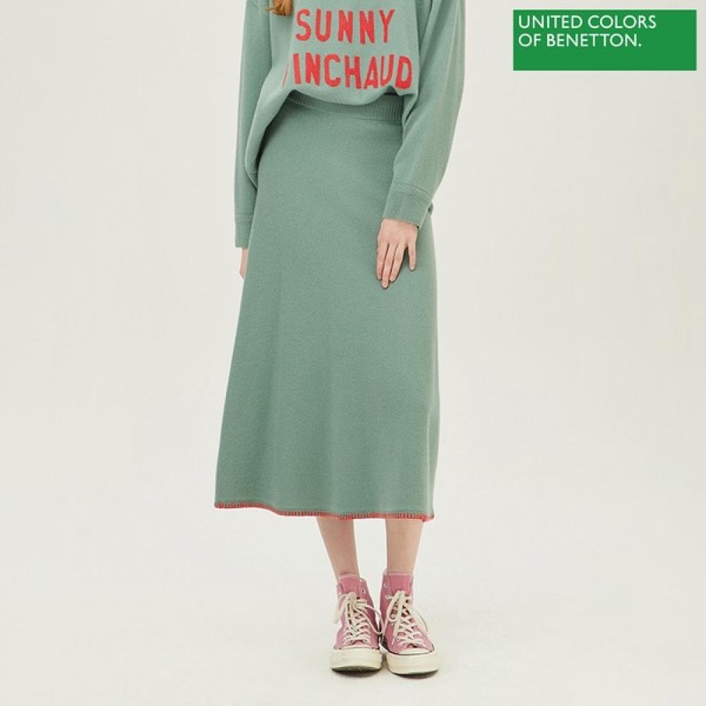 

Benetton Benetton Hem Embroidery A Line Knit Skirt bAsk56261 Mt minted/OS