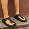 Fashion 2025 Summer New Round Toe Flip Flops Women's Slipper Buckle Outdoor Flat with Sandals Women with Solid Concise Hot Sale Slippers