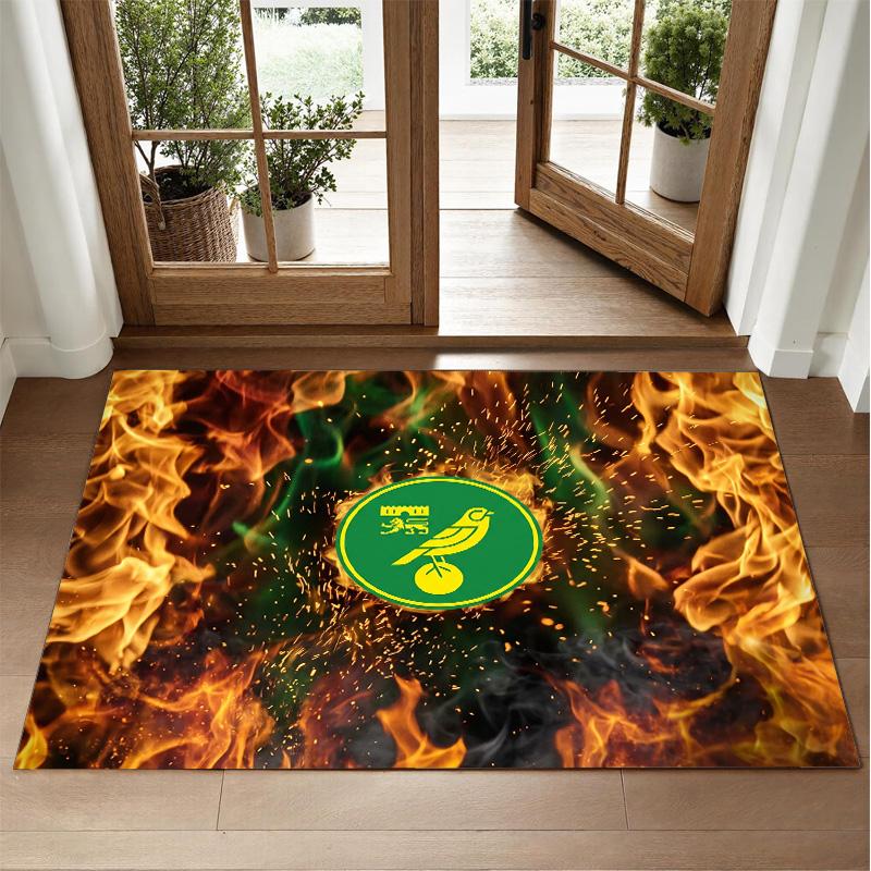 Norwich City Football Design Crystal Velvet Rug Soft Decorative Mat for Bedroom Entrance